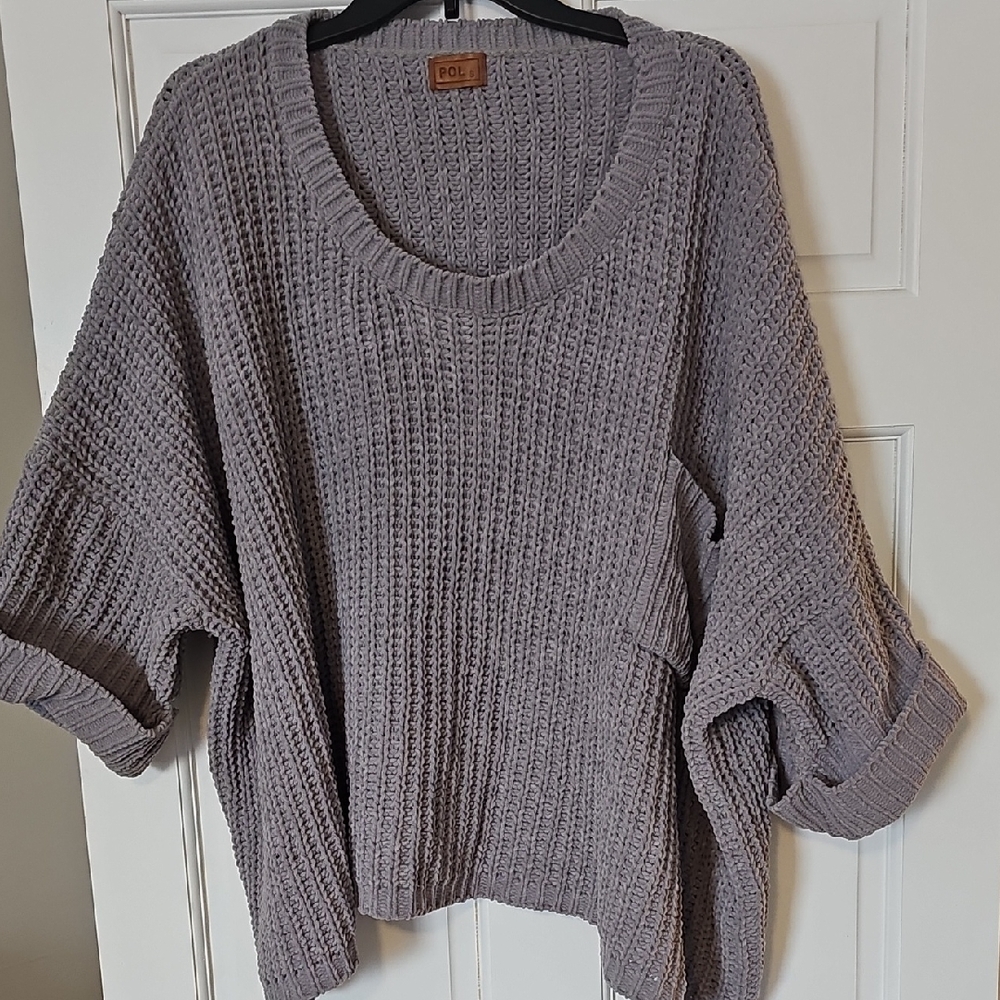 POL Women's Knit Sweater in Gray